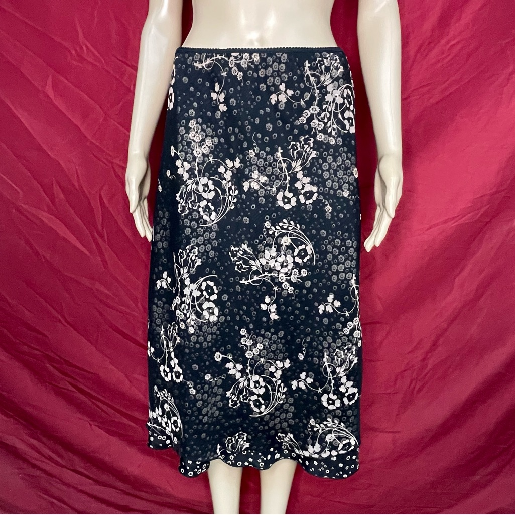 Vintage Y2k Jonathan Martin Brown & Black Floral Chiffon Midi Skirt Large